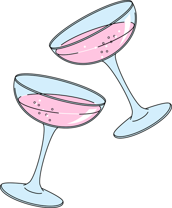 two glasses of pink champagne